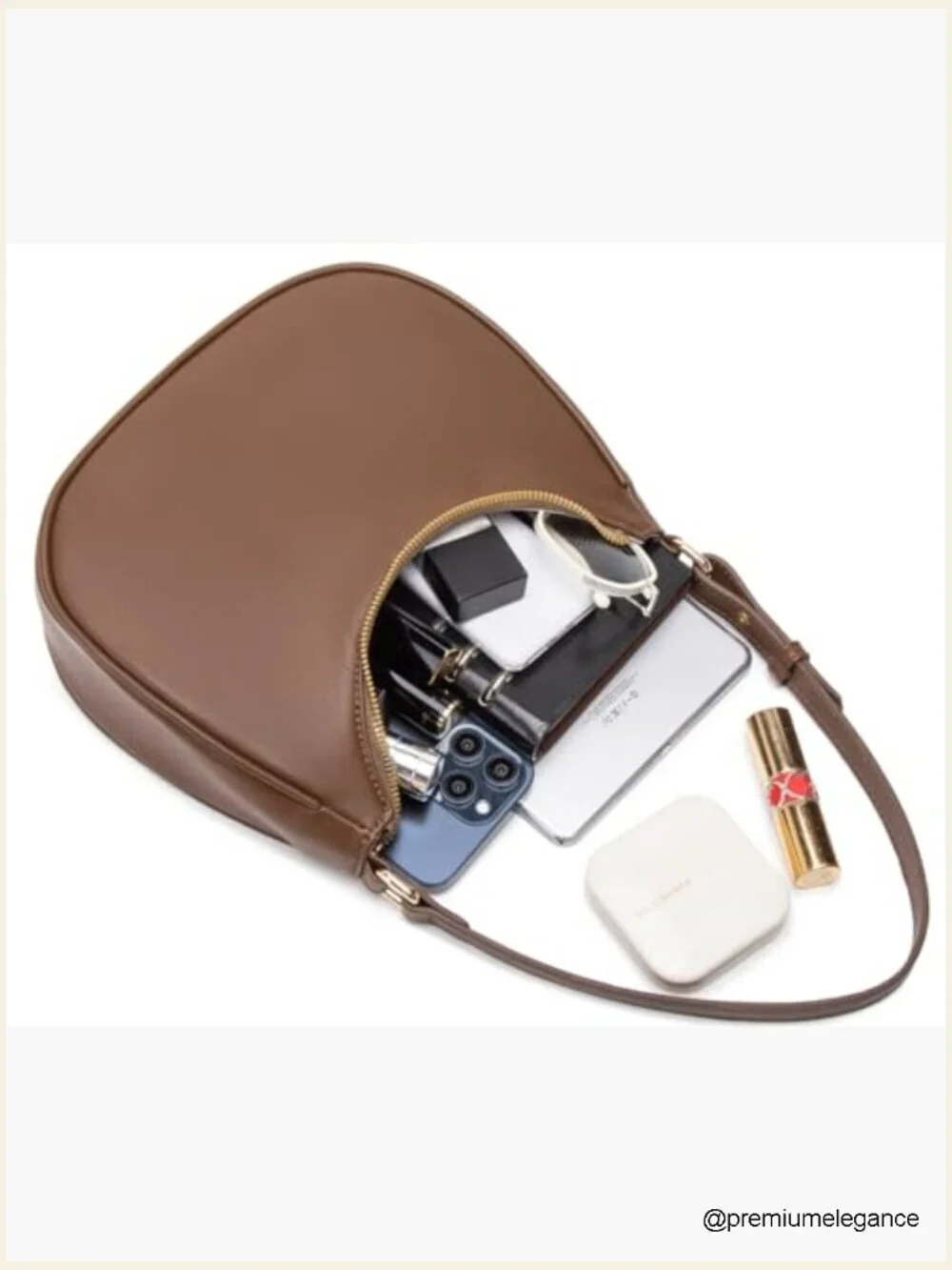 Crescent Hobo Tote Handbag Underarm Purse Mini Clutch with Zipper